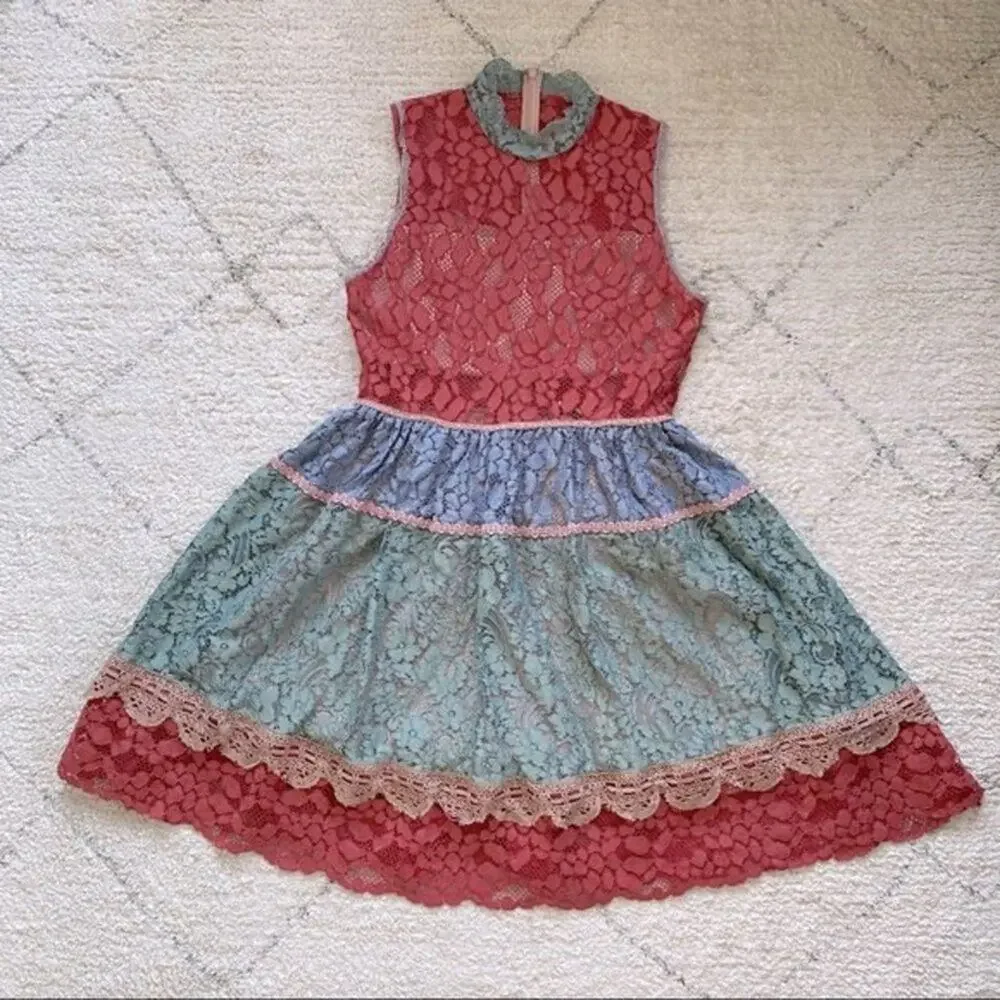 ALEXIS Vedette Victorian Lace Mini Dress Size L
